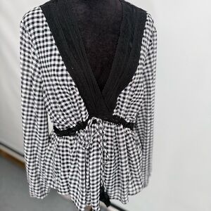 Laundry By Shelli Segal Black and White Checkered Top